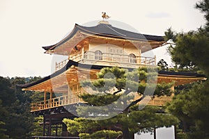 Kyoto, Japan - 24 July 2016. Kinkaku-ji, Rokuon-ji  literally `Temple of the Golden Pavilion` buddhist temple in Kyoto.