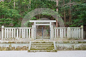 Mausoleum of Empress Dowager Nobuko in Kyoto, Japan. Fujiwara no Nobuko 854-864 was a mother to photo