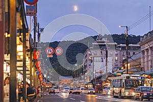 Kyoto, Japan - NOV 11, 2019: Traditional old japanese street in Gion