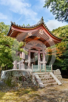 Kyoto, Japan - October 21 2014: A belfry in Daigoji temple groun