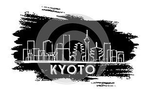 Kyoto Japan Skyline Silhouette. Hand Drawn Sketch.