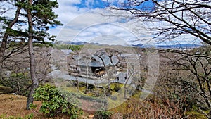 Kyoto temple with mountain view in Japan