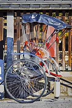 Kyoto Travel Attraction. Trishaw for Tourist`s Transportation in Kyoto