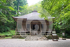 Kyozo Hall at Chusonji Temple in Hiraizumi, Iwate, Japan. Chusonji Temple is part of UNESCO World