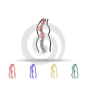 Kyphosis, spine , pain multi color icon. Simple thin line, outline vector of plastic, surgery, epilation icons for ui and ux,