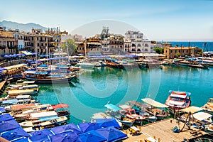 Kyrenia (Girne), CYPRUS - JULY 5: Historic harbour and the old t