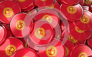 Kyrgyzstan Badges Background - Pile of Kyrgyzstani Flag Buttons.