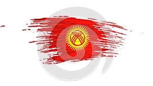 Kyrgyzstan flag animation. Brush painted kyrgyz flag, white background. Independence day. Kyrgyzstan state patriotic national