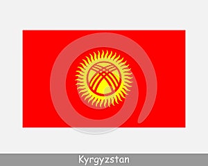 National Flag of Kyrgyzstan. Kyrgyzstani Country Flag. Kyrgyz Republic Detailed Banner. EPS Vector Illustration Cut File photo