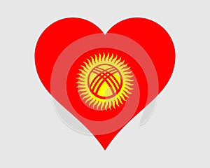 Kyrgyzstan Heart Flag. Kirghizia Love Shape Country Nation National Flag. Kyrgyz Republic Banner Icon Sign Symbol. EPS Vector