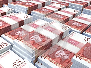 Kyrgyzstan money. Som  banknotes. 20 KGS Kirghiz bills. 3d illustration