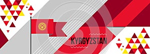 Kyrgyzstan national or independence day banner design for country celebration. Flag of Kyrgyzstan modern retro design abstract