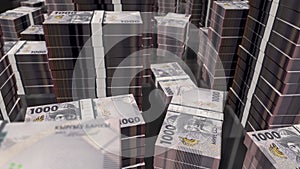 Kyrgyzstan som money banknotes pack 3d illustration