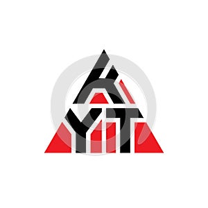 KYT triangle letter logo design with triangle shape. KYT triangle logo design monogram. KYT triangle vector logo template with red