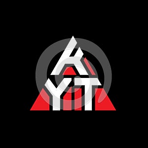 KYT triangle letter logo design with triangle shape. KYT triangle logo design monogram. KYT triangle vector logo template with red