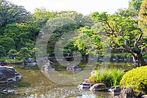 Kyu-Furukawa Gardens in Tokyo, Japan. The park includes an old western-style mansion with a rose