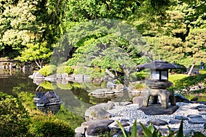 Kyu-Furukawa Gardens in Tokyo, Japan. The park includes an old western-style mansion with a rose