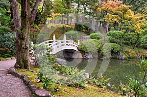 Kyu-yasuda garden, a small japanese stroll garden located in Ryogoku. Tokyo. Japan