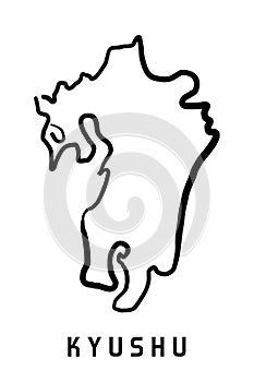 Kyushu island simple outline vector map