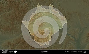 Kyustendil highlighted, Bulgaria. Physical
