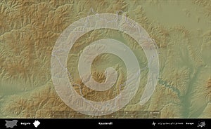 Kyustendil outlined, Bulgaria. Physical