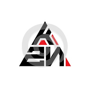 KZN triangle letter logo design with triangle shape. KZN triangle logo design monogram. KZN triangle vector logo template with red