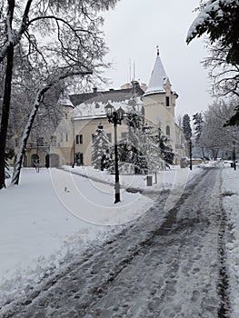 KÃ¡roly Castle in winter time, North western Romania