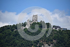 KÃ¶nigswinter, Germany - 06 28 2022: Ruin of the Drachenburg, dragon castle