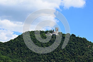 KÃ¶nigswinter, Germany - 06 28 2022: ruin of the old Drachenburg