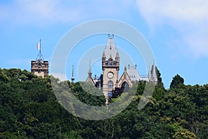 KÃ¶nigswinter, Germany - 06 28 2022: Schloss Drachenburg. more recent castle on Drachenfels