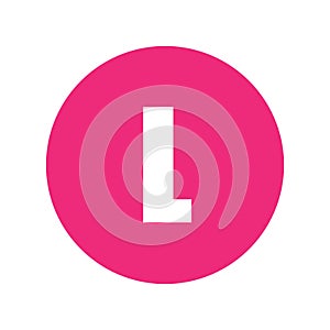 Letter L logo symbol in pink circle.