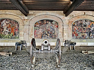 L'ancien Arsenal in Geneva old town with its canons and beautiful mosaics.