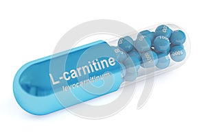 L-carnitine capsule, 3D rendering