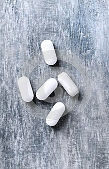 L - Carnitine tablets. Concept for a healthy dietary supplementation.