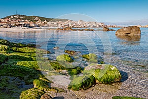 L`Ile Rousse beach and town in Corsica