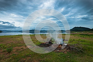 L landscape of Kengkrajarn dam