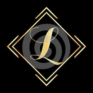 L Letter logo, L logo design, L icon design golden vector image photo