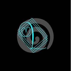 L letter logo design for love reaction simple logo design. photo