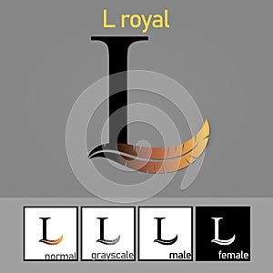 L Letter Logo Golden. Leaf Style - Vector