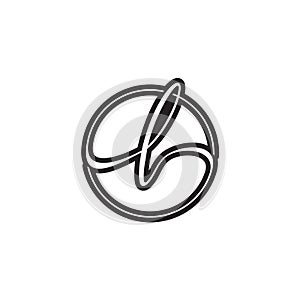 L letter script circle logo design vector