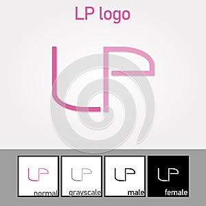 L and P Letter Logo. Pink, Purple Color. - Vector