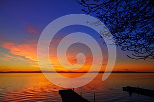 La Albufera lake sunset in El Saler of Valencia