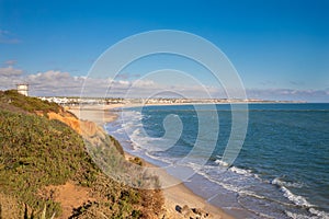 La Barrosa Beach of Chiclana de la Frontera in Cadiz from the mountain photo