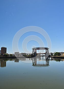 Buenos Aires Argentina -Old Nicolas Avellaneda steel bridge across riachuelo in La Boca, Buenos Aires Argentina. photo