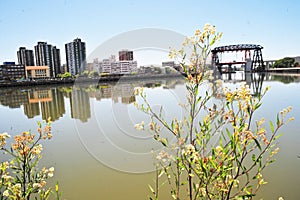 Buenos Aires Argentina Old Nicolas Avellaneda steel bridge across riachuelo in La Boca, Buenos Aires Argentina. photo