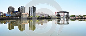 Buenos Aires Argentina - Old Nicolas Avellaneda steel bridge across riachuelo in La Boca, Buenos Aires Argentina. photo