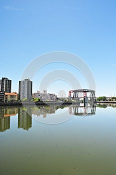 Buenos Aires Argentina -Old Nicolas Avellaneda steel bridge across riachuelo in La Boca, Buenos Aires Argentina. photo