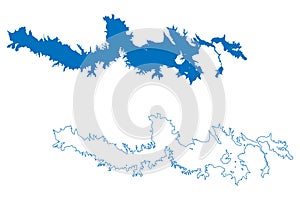 La Boquilla Lake (Mexico, United Mexican States) map vector illustration, photo