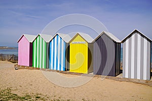 La Bree-les-Bains village bathing houses on sand beach france