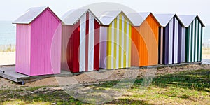 La Bree-les-Bains village bathing wooden colors houses on sand beach france